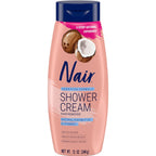 Nair Sensitive Formula Shower Cream, Quick and Easy Hair Removal Cream with Coconut Oil and Vitamin E for Body, 12 oz