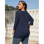 Plus Size Tops for Women 3/4 Sleeve Shirts V Neck T Shirt Spring Summer Blouses 1X-5X