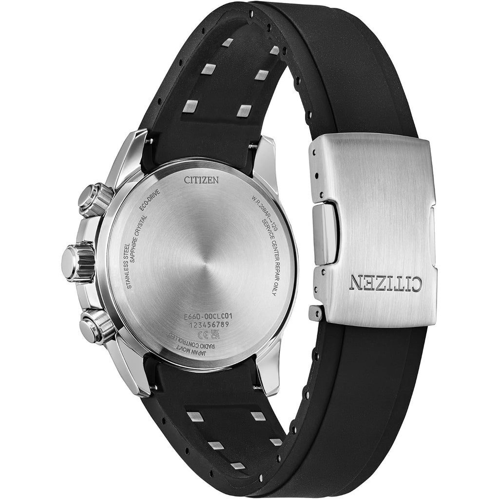 Citizen Men'S Eco-Drive Sport Luxury Pcat Watch, Stainless Steel & Polyurethane Strap, Chronograph, Atomic Timekeeping