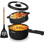 Dezin 2L Hot Pot Electric, Non-Stick Electric Pan, 700W Adjustable Power | Electric Pot For Cooking/Steak/Egg/Fried Rice/Ramen/Soup, Portable Pot For Dorm/Rv/Family/Travel/Camping, Include Spatula