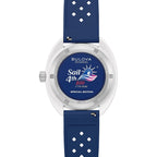 Bulova Men'S Snorkel - America'S 250Th Sail 4Th Special Edition: 41Mm White Hybrid-Ceramic Case With A Blue Rubber Strap & Red Dial (Style: 98B474)