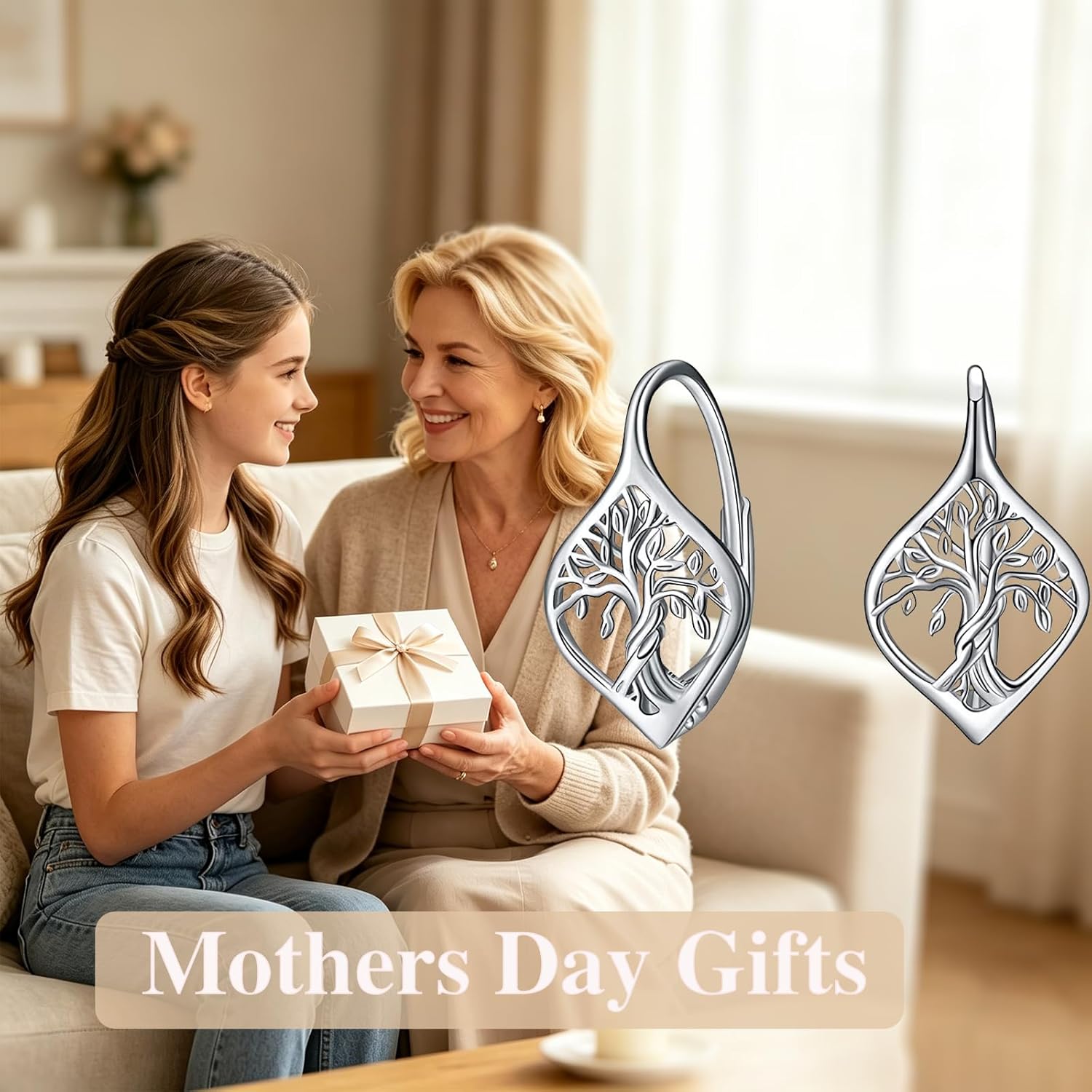 WINNICACA Leverback Earring for Women 925 Sterling Silver Dangle Drop Hoop Earrings Jewelry Gifts for Women Her Wife Birthday Anniversary Graduation Mothers Day Gifts for Mom