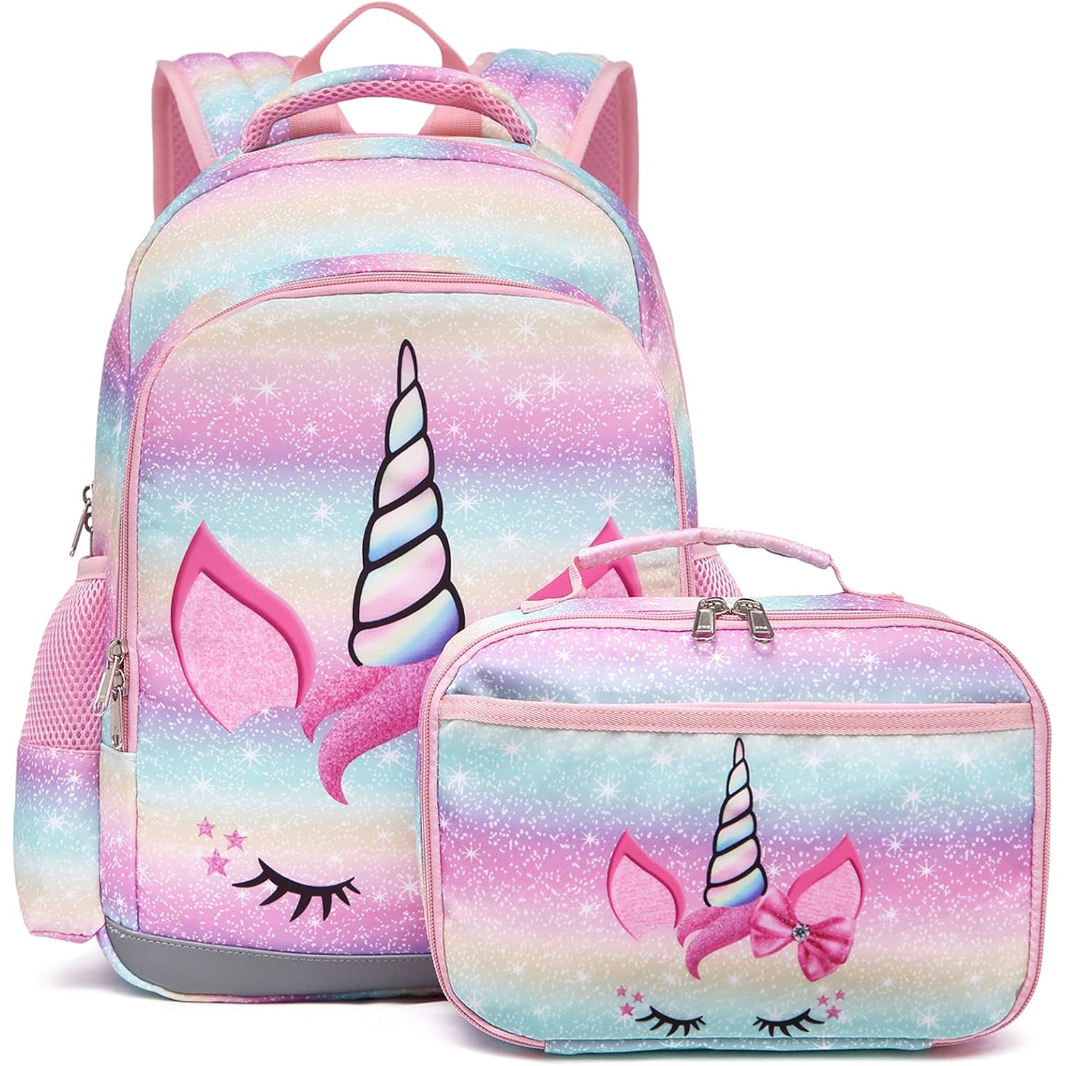 Backpack For Girls, Kids Backpacks Preschool Kindergarten Bookbag Cute Lightweight With Chest Strap And Lunchbox (Unicorn)
