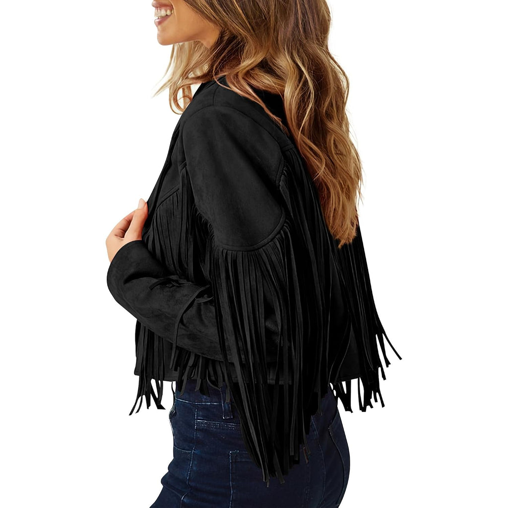 Prettygarden Women'S Fringe Faux Suede Leather Jackets Fall Fashion 2026 Tassel Motorcycle Cropped Coats