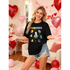 Womens LGBTQ Purride Cat Shirts - Love Pride Ally Equality Rainbow Flag Animal Lovers Graphic Tee Tops Black