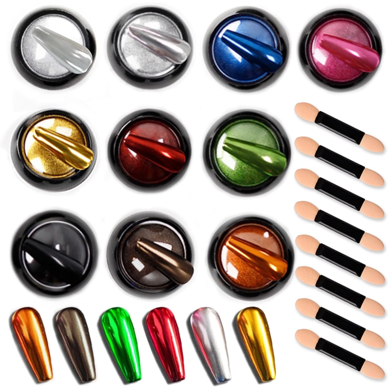 10 Boxes Mirror Nail Art Glitter Powder Holographic Metallic Gold Sliver Dust Sequins UV Gel Nail Chrome Powder for Nails Decoration, Multicolored Gold Chrome Nail Powder