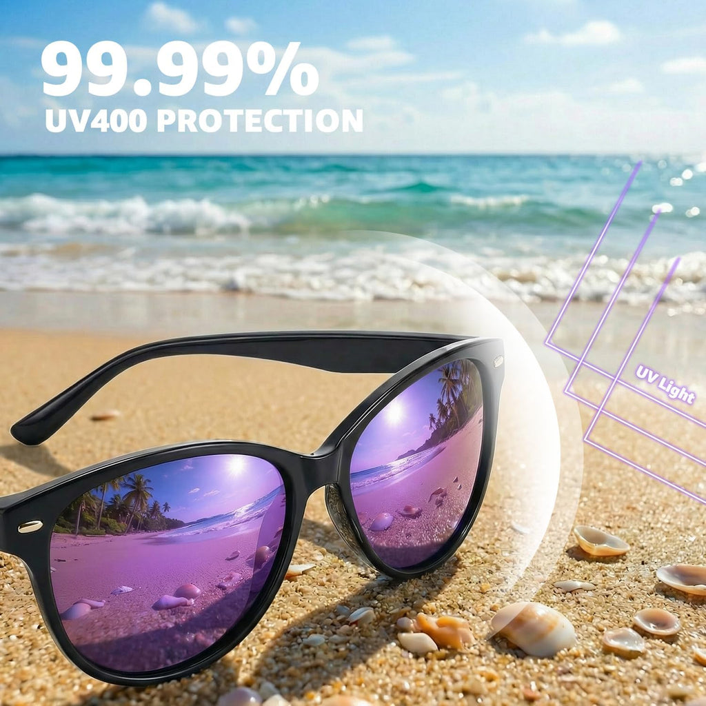 Myiaur Polarized Sunglasses for Women, Square Mirrored Trendy Shades with UV Protection Reduce Glare Sun Glasses