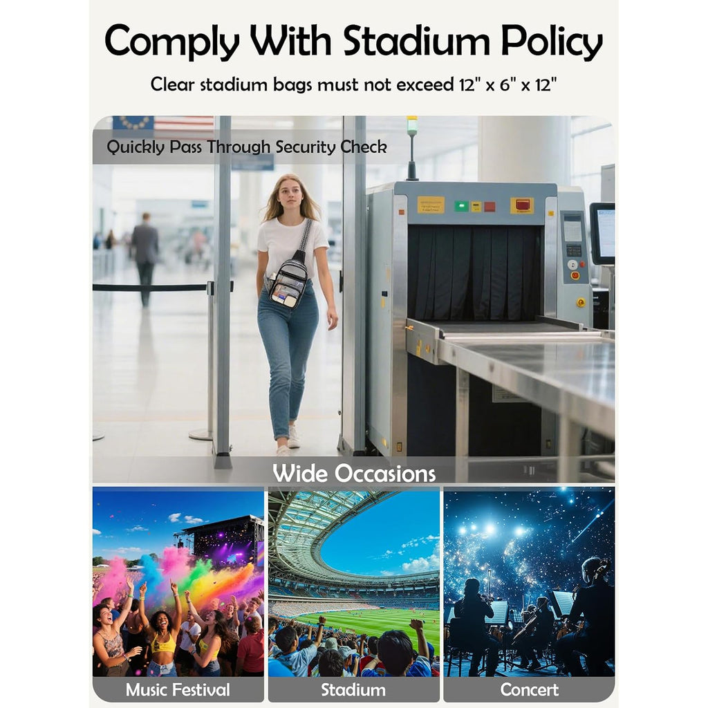 Clear Bag For Stadium Events, Clear Purses For Women Men, Transparent Crossbody Bag, See Through Large Sling Backpack