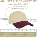 Two Tone Classic Dad Hat – 100% Cotton, Adjustable Metal Buckle Strap, Low-Profile Fit, Baseball Cap Unisex