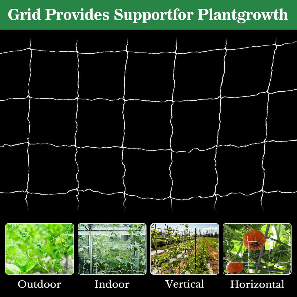 Sukh Trellis Netting For Climbing Plants - 5 X 15 Ft Garden Net, 2 Pack | Polyester Plant Netting Support For Cucumbers & Tomato, Soft & Duarable, White Garden Nets For Vines, Vegetables & Fruits