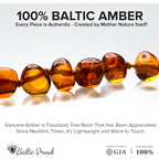 Baltic Proud Amber Necklace (Unisex Cognac Polished 12.5 Inches) - Certified Premium Quality Raw Baltic Sea Amber