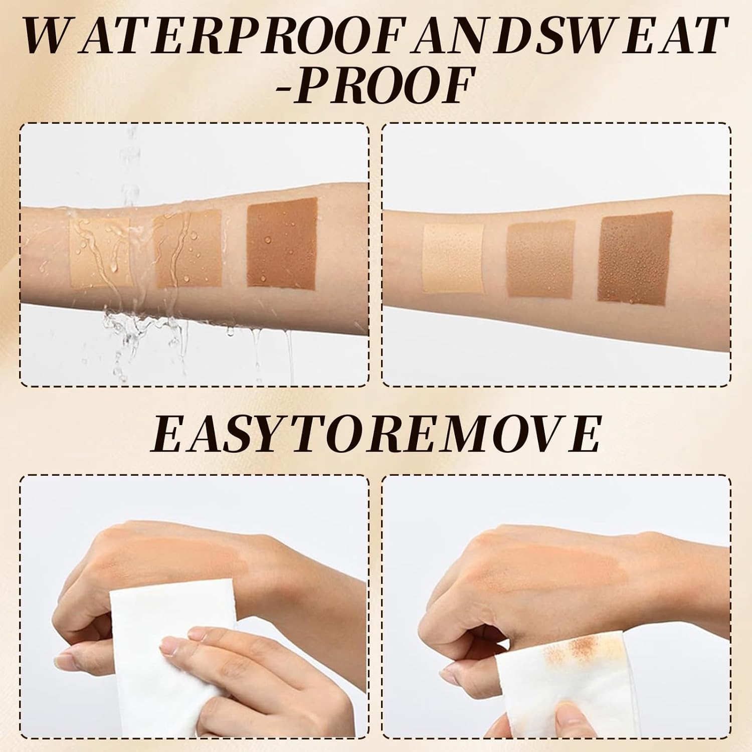 Leg Makeup Cream, Body Coverage Perfector, Waterproof Sweatproof Body Makeup with Brush, No Transfer Body Concealer, Long Lasting Body Foundation for All Skin Tones (Dark Skin Tone)