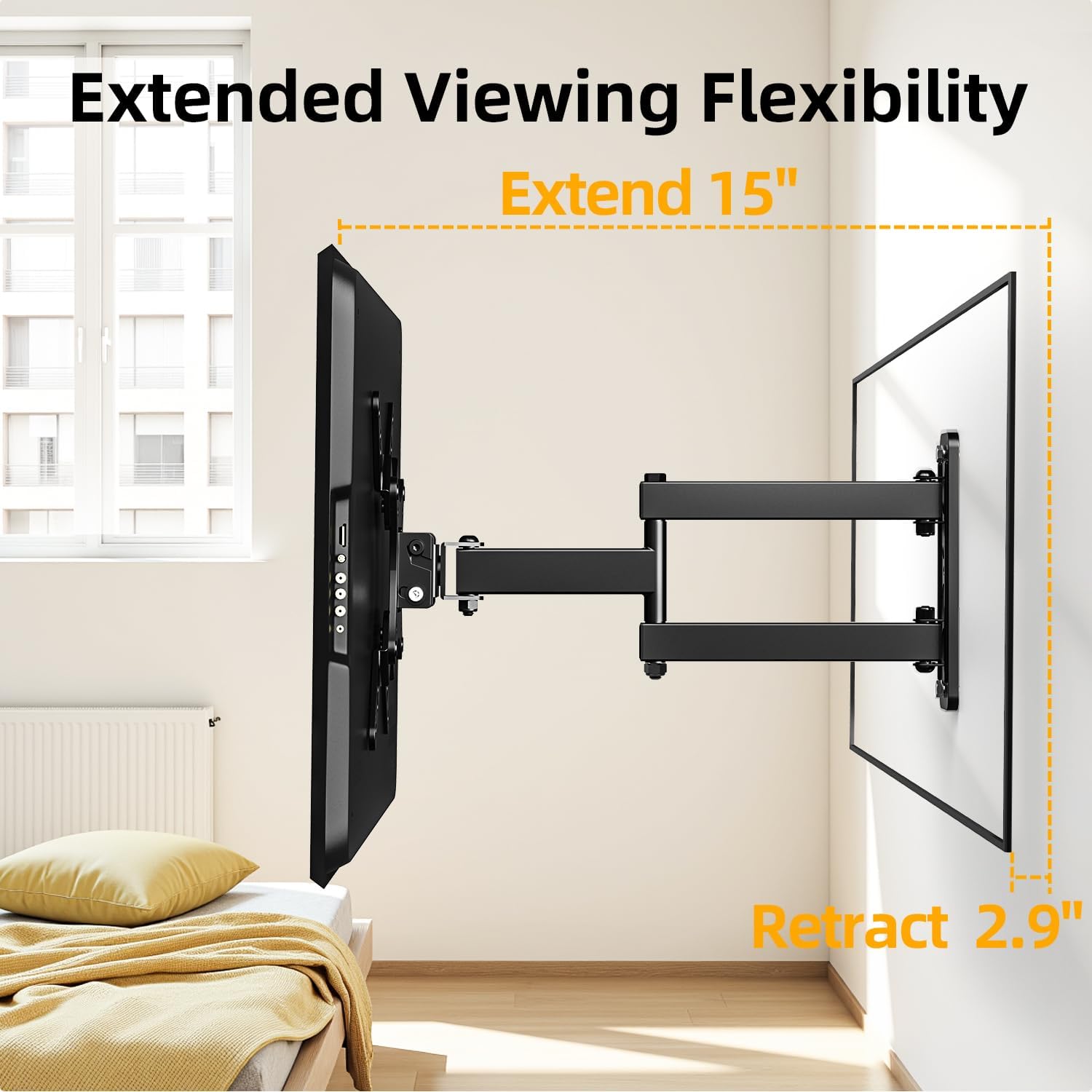 32+ 40 Inch Full Motion Tv Wall Mount For 13-43" Tvs & Monitor, 360° Rotating Small Tv Mount Bracket, Articulating Swivel Tilting Extension, Max Vesa 200X200Mm, Single Studs, 55 Lbs