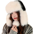 Womens Winter Thick Warm Hat Faux Fur Pilot Hood Cap Windproof Earflap Beanie Peruvian Trapper Hat for Skiing Cycling