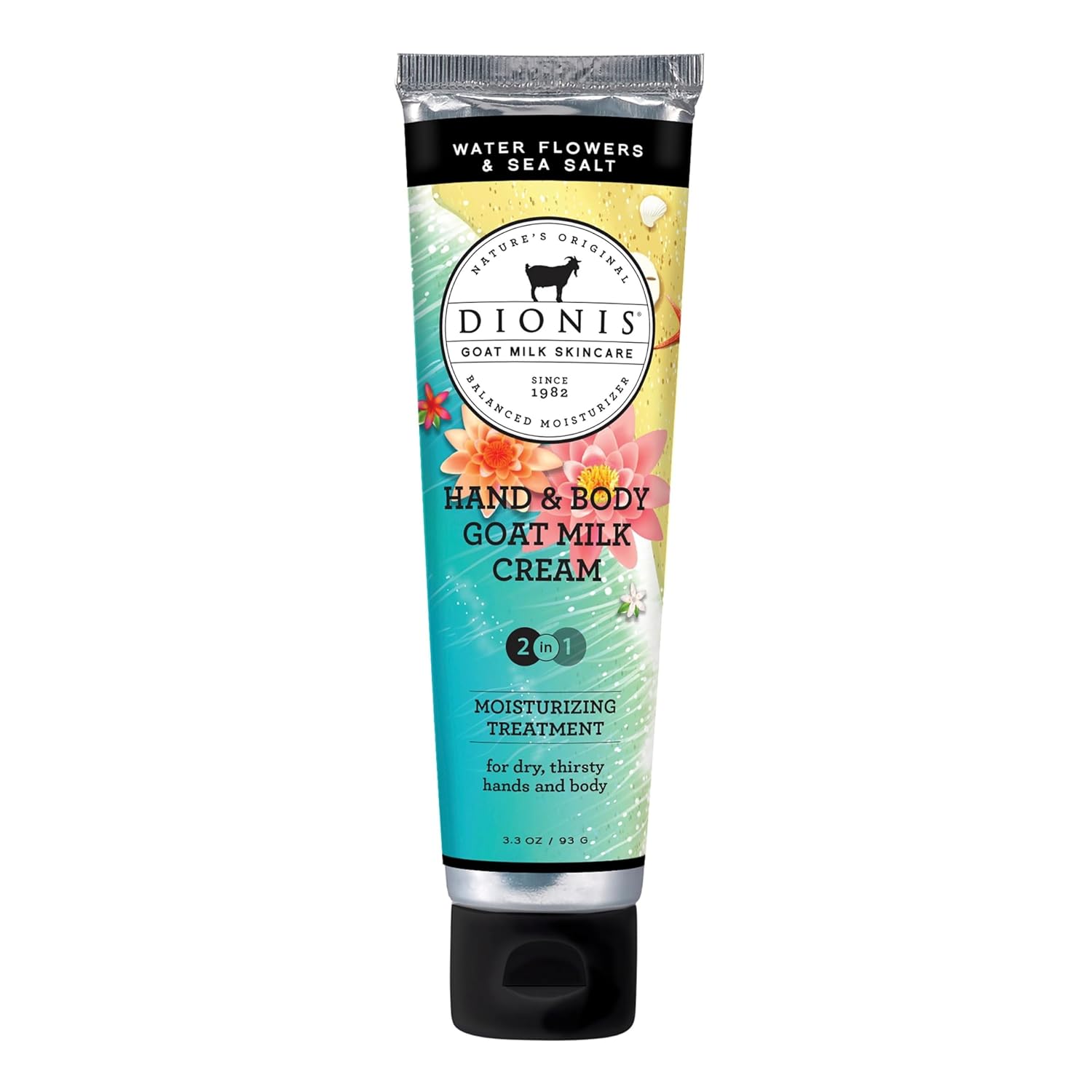 Dionis Goat Milk Hand & Body Cream Water Flowers & Sea Salt 3.3oz (Pack of 1)