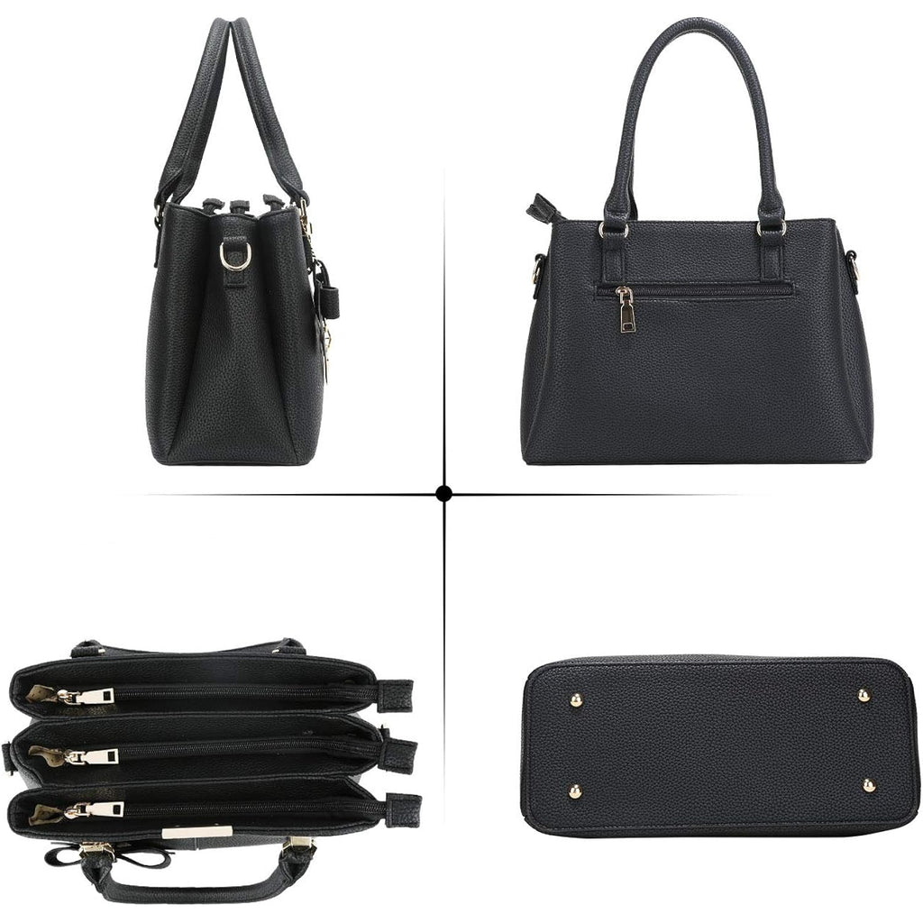 KKXIU 3 Zippered Compartments Purses and Handbags for Women Top Handle Satchel Shoulder Ladies Bags