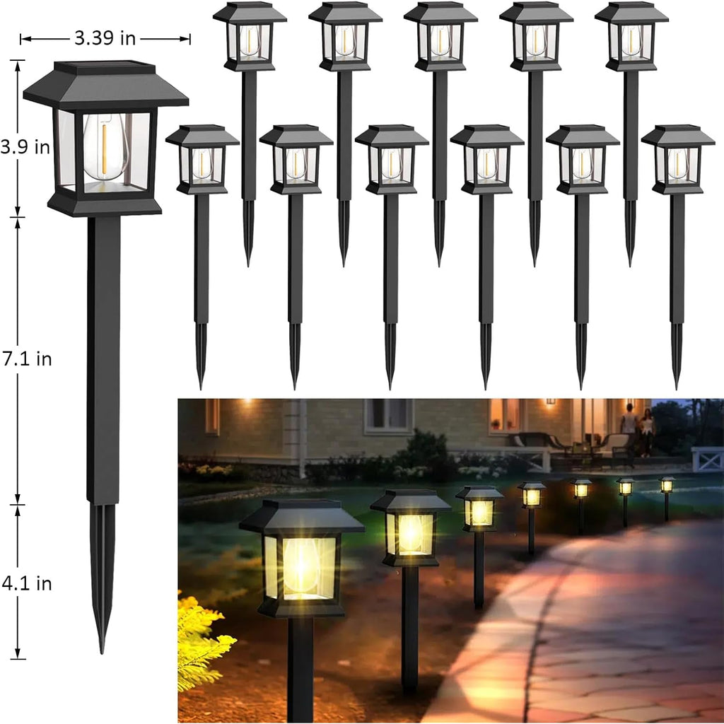 Solar Lights Outdoor,12 Pack 3000K Waterproof Auto On/Off Solar Pathway Lights For Your Garden, Landscape, Path, Yard, Patio, Driveway,Walkway Decor