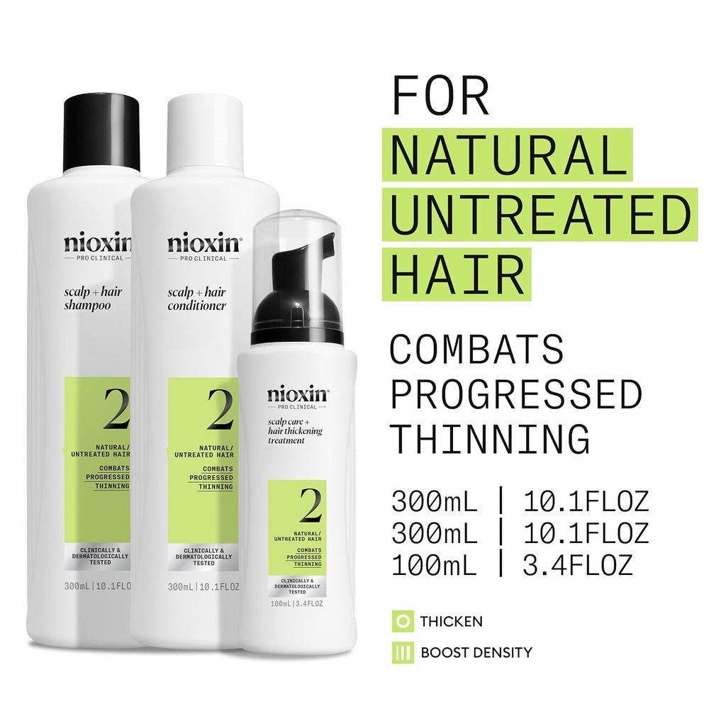 Nioxin Scalp + Hair Thickening System Kits | For Natural, Colored, & Damaged Hair With Light To Progressed Thinning | Strengthen & Boost Hair Density With Niacinamide & Biotin | 3 Month Supply
