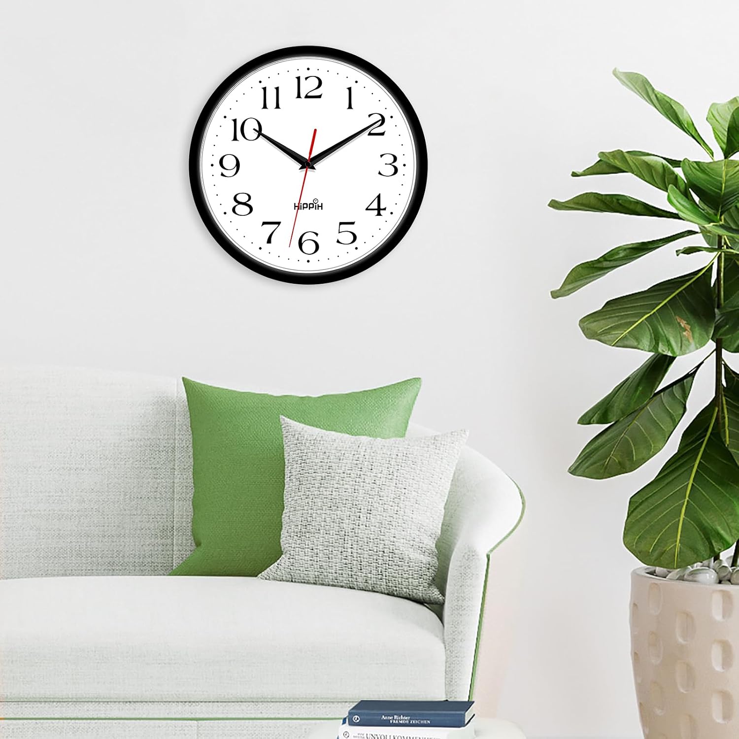 2 Pack Silent Wall Clock, 10 Inch Non Ticking Quiet Digital Sweep Decorative Battery Operated Wall Clocks For Living Room Bedroom Kitchen School Office Decor, Black