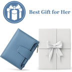 Airkit Small Wallet Women RFID Blocking Soft Leather Bifold Compact Card Holder Wallet for Women with Zipper Coin Pocket 4 ID Window