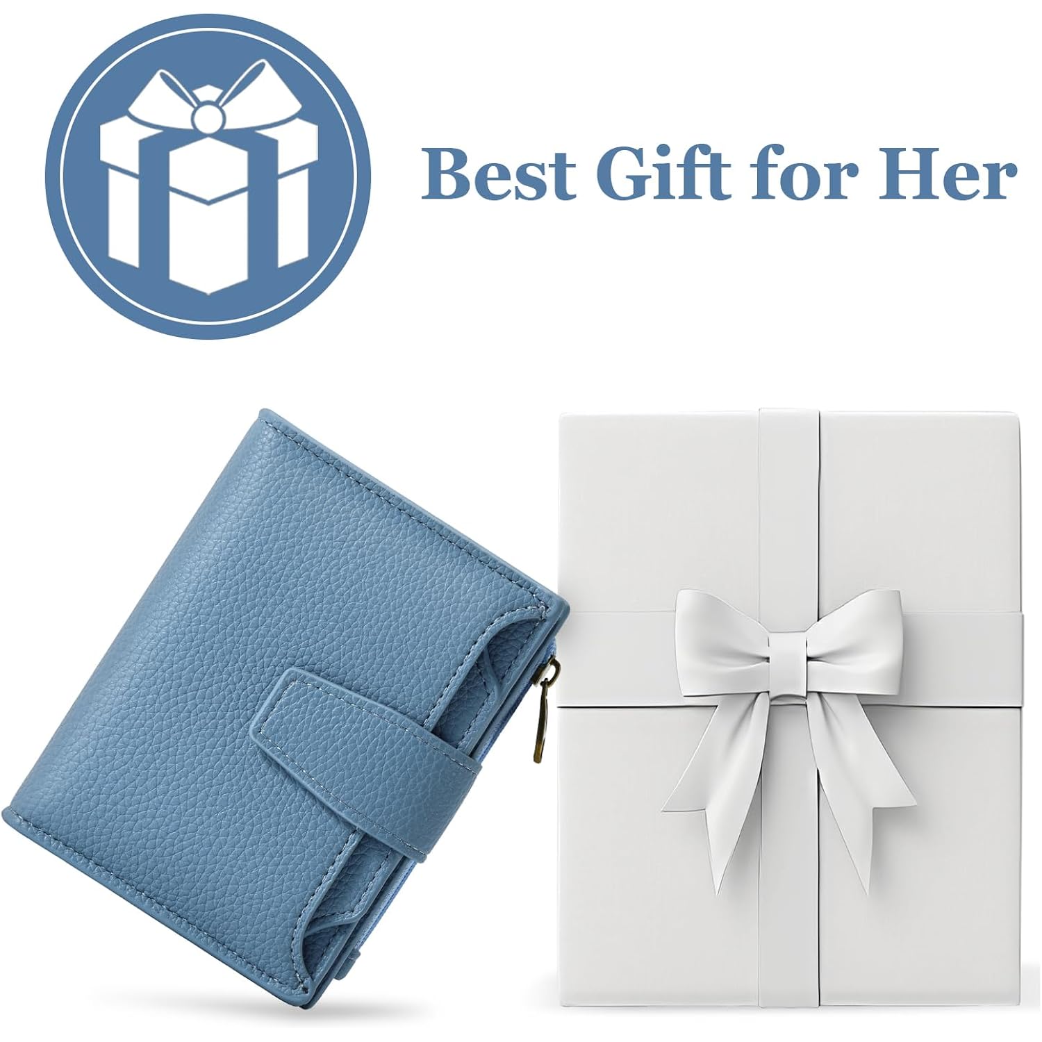 Airkit Small Wallet Women RFID Blocking Soft Leather Bifold Compact Card Holder Wallet for Women with Zipper Coin Pocket 4 ID Window
