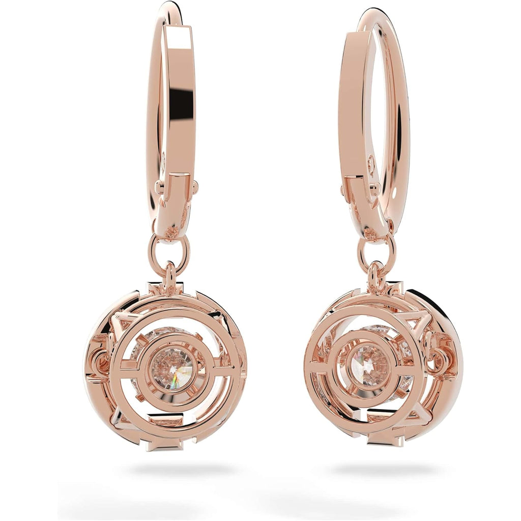 SWAROVSKI Una Pierced Drop Earrings with Dancing Crystal and Matching Pavé on a Rose-Gold Tone Finish Setting, Part of the Swarovski Una Collection