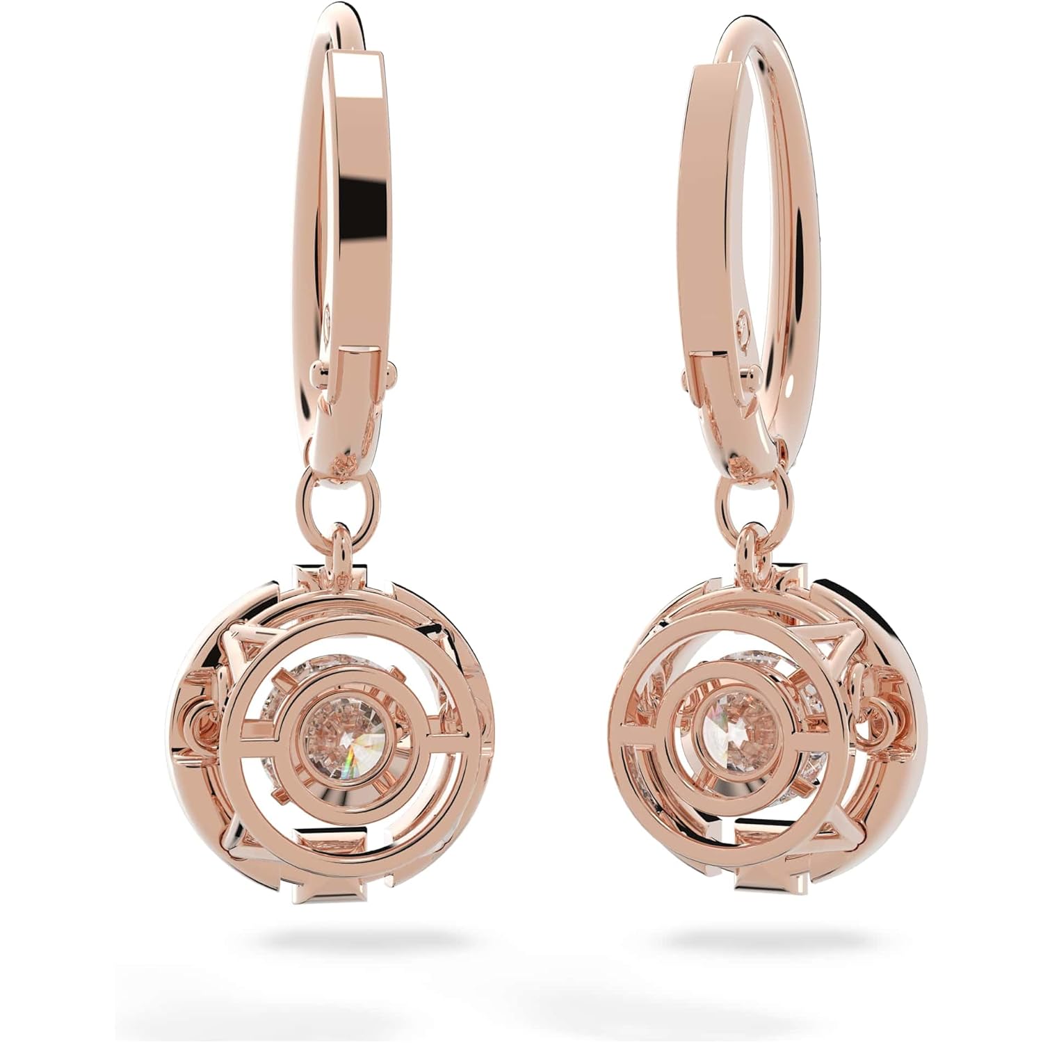 SWAROVSKI Una Pierced Drop Earrings with Dancing Crystal and Matching Pavé on a Rose-Gold Tone Finish Setting, Part of the Swarovski Una Collection
