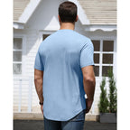 3 Pack Mens Henley Shirts Short Sleeve Casual Summer Basic Tees 3-Button Lightweight Stretch T Shirts