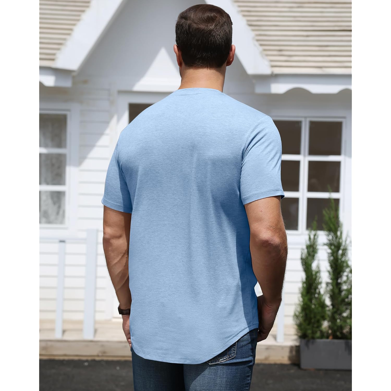 3 Pack Mens Henley Shirts Short Sleeve Casual Summer Basic Tees 3-Button Lightweight Stretch T Shirts