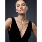 18K Gold Plated Necklace - Pearl Necklace with Luxurious Letter Design and Flower Pearl Dimensional Pendant - Layered Necklaces for Women