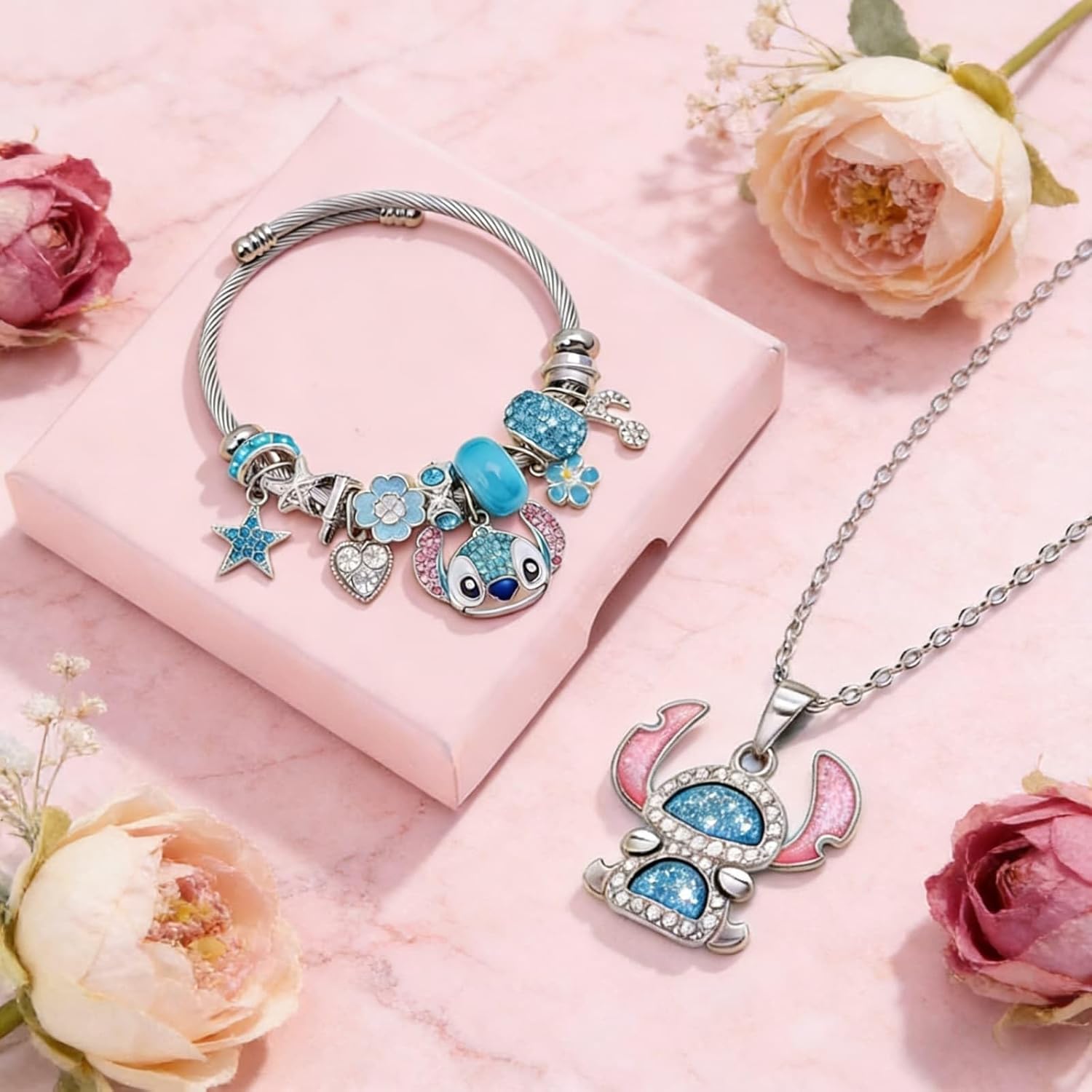 Cute Necklace Bangle Set for Women Gifts Trendy Stuff Jewelry Gifts For Women Sister Niece Daughter Granddaughter