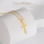 ENROSE 14K Gold Cross Necklace for Women Small Cross Necklace for Women 14K Gold Necklaces for Womens Trendy Modern Minimalist Inspiration Golden Jewelry for Womens Crosses Pendant (A-Cross)