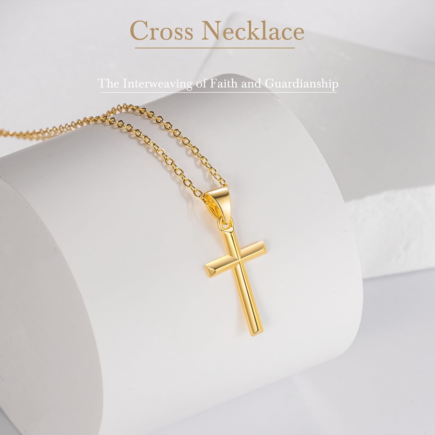 ENROSE 14K Gold Cross Necklace for Women Small Cross Necklace for Women 14K Gold Necklaces for Womens Trendy Modern Minimalist Inspiration Golden Jewelry for Womens Crosses Pendant (A-Cross)