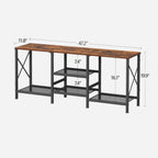 Tv Stand For 55 Inch Tv, Entertainment Center With 3-Tier Open Shelves, Tv Console Table For Living Room, Bedroom, Rustic Brown