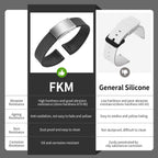 Fkm Rubber Watch Strap, Cut To Size Quick Release Fluororubber Watch Band Soft Replacement Watchband With Silver Milled Clasp For Men Women 18Mm 19Mm 20Mm 21Mm 22Mm