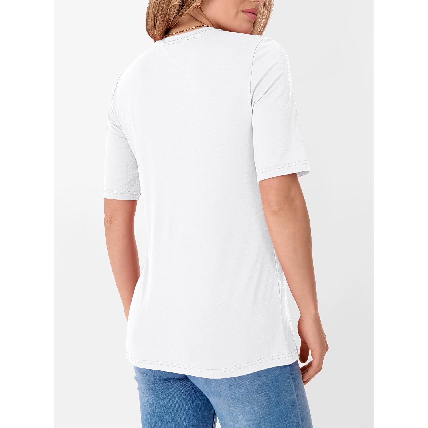 Anrabess Womens Half Sleeve Tops V Neck Shirts | Comfy Soft Basic Fit Tee, Business Casual Work Daily Wear T-Shirts, Summer Spring Trendy Clothes