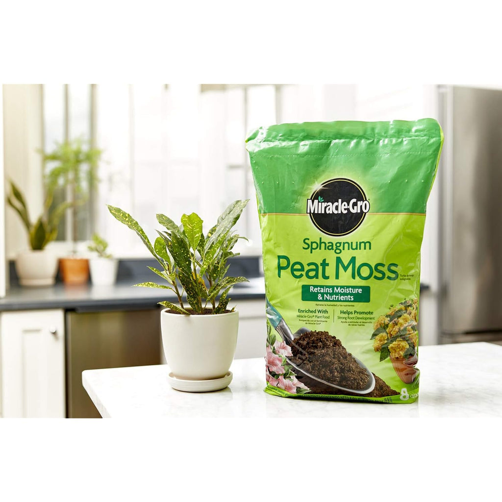 Miracle-Gro Sphagnum Peat Moss, 8 Qt. (2-Pack) | Enriched With Plant Food, Add To Potting Mix And Native Soil