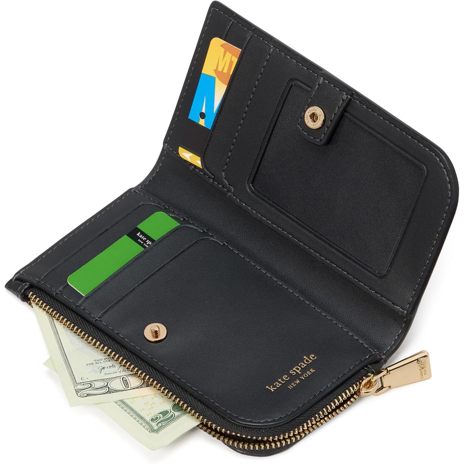 kate spade new york Devin I Love You Script Embossed Leather Small Slim Bifold Wallet