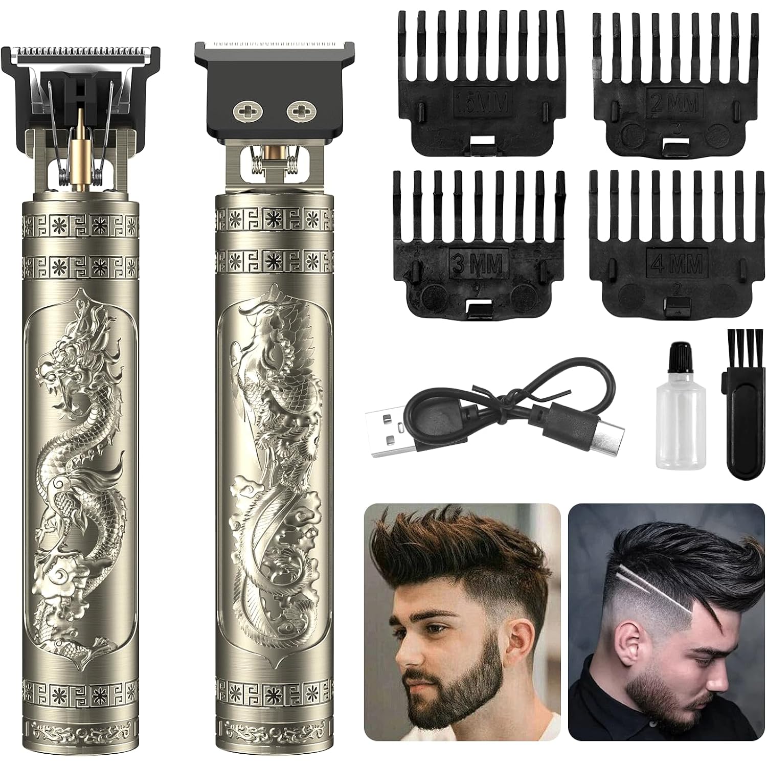 Beard Trimmer for Men-Hair Clippers for Men-Cordless Rechargeable Hair Clipper and Trimmer-Beard Shaver Barbershop (Bronze)