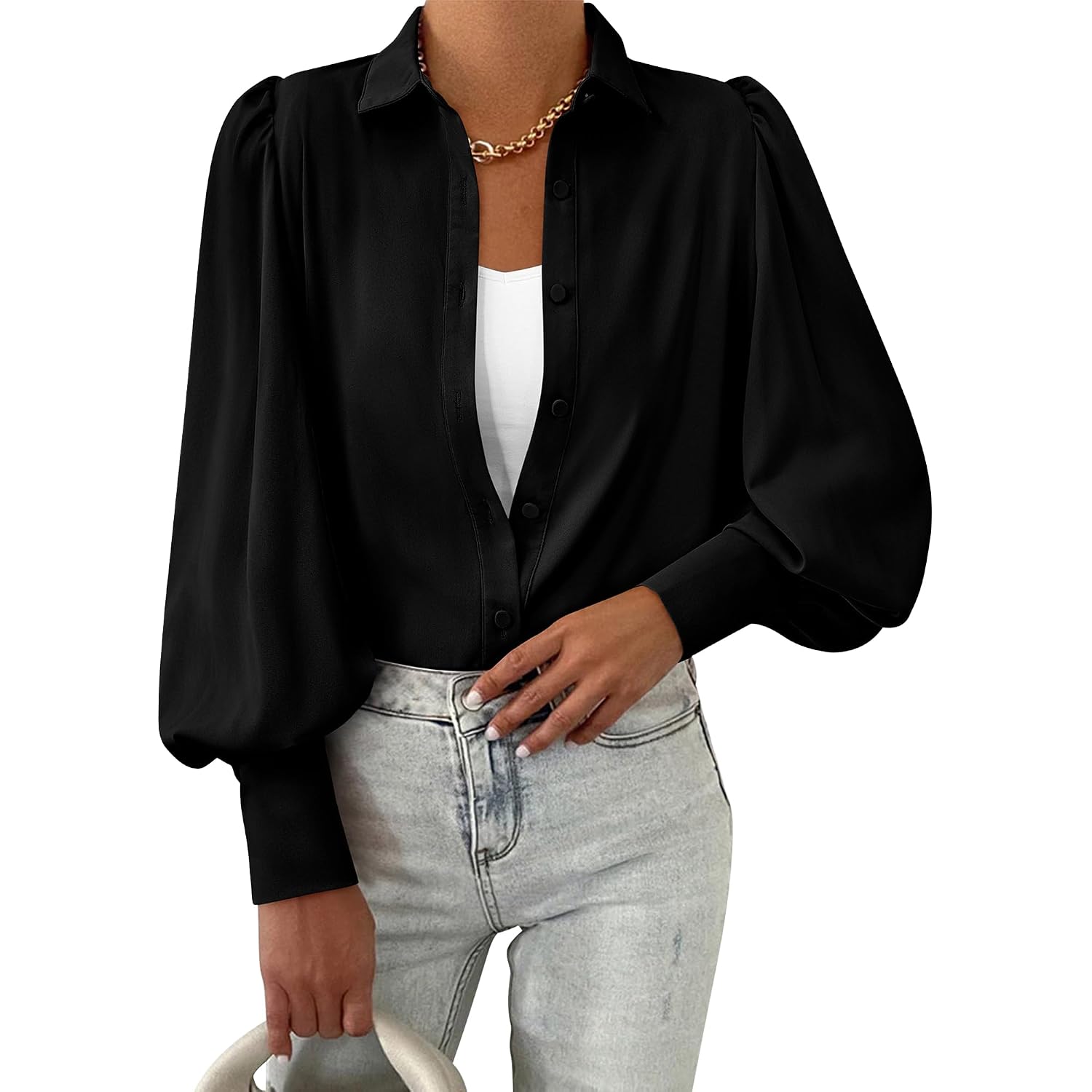 Btfbm Blouses For Women Dressy Casual, V Neck Long Sleeve Button Down Shirt, Fall Summer Tops, 2026 Fashion Clothing