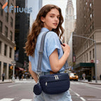 Crossbody Bag For Women, Lightweight Puffer Bum Bag With Rfid Blocking Pocket & Removable Coin Pouch, Hands-Free Travel Shoulder Bag For Everyday Vintage Blue
