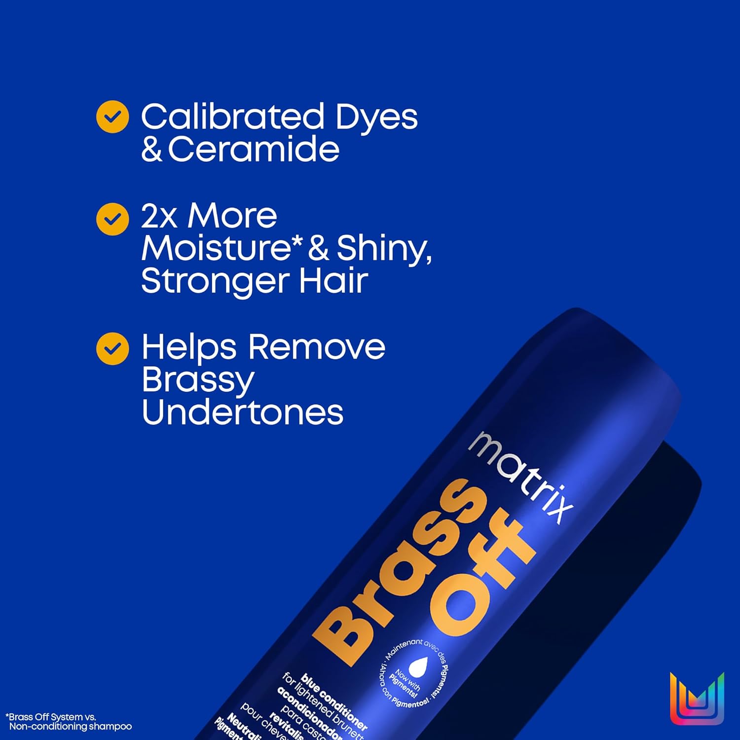 Matrix Brass Off Blue Conditioner - Tones and Removes Brassy Orange Undertones, Pigmented Conditioner For Color-Treated Hair and Lightened Brunettes, Vegan