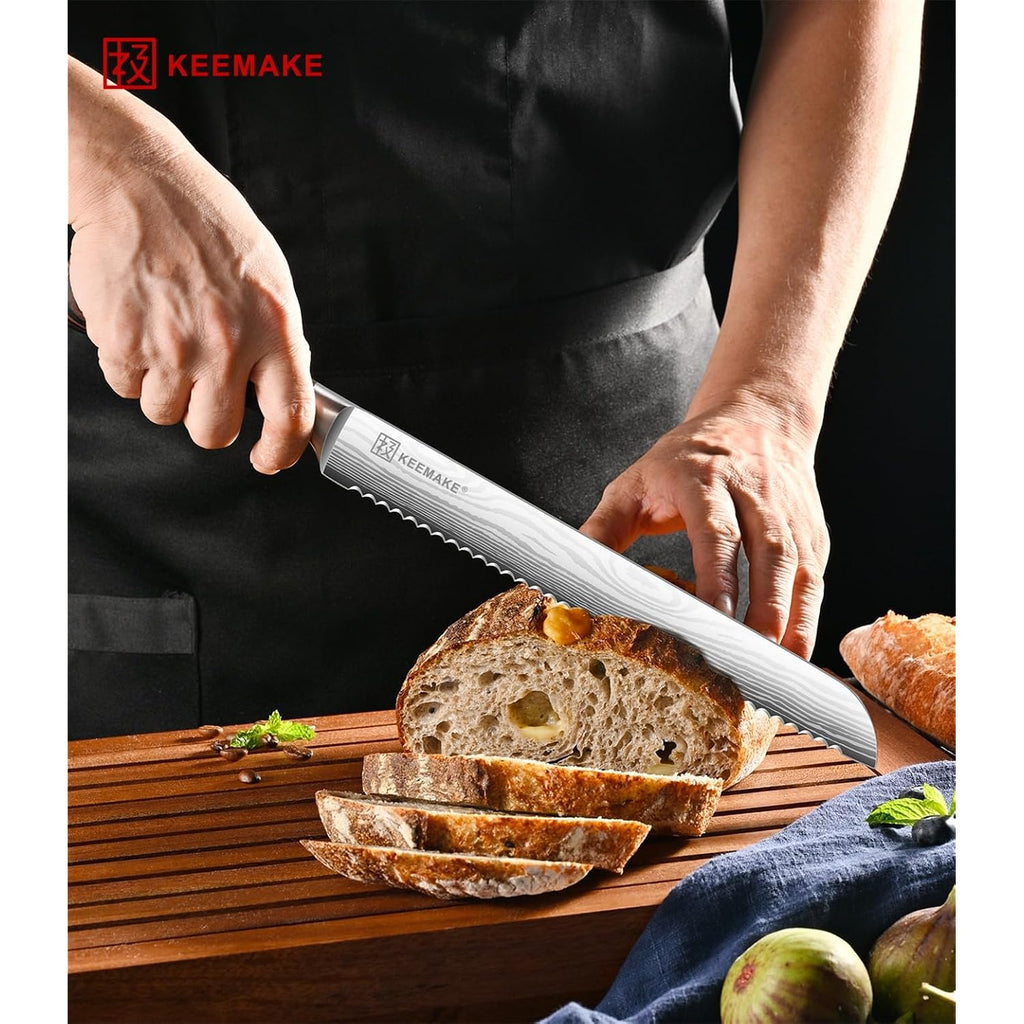 10 Inch Bread Knife For Homemade Bread - Ultra Sharp For Serrated Sourdough, Crusty Artisan Loaves, Bagels & Cake, High Carbon Stainless Steel Slicing Knife With Cover & Dad Gift Box