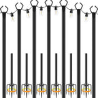 Nuerpo 7 Pack String Light Poles,Metal Poles For Hanging Outdoor Light Strings,7 Pack 10 Ft Light Poles Stand For Outside Garden,Patio,Wedding,Backyard,Deck,Party