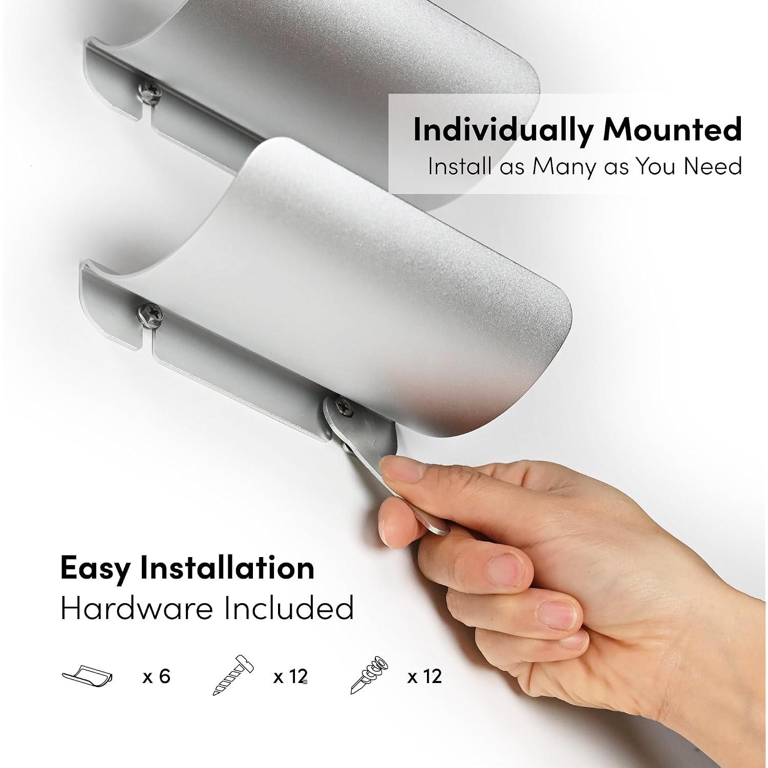 Wall Mounted Wine Rack Set – 6-Piece Aluminum Bottle Holders With Non-Slip Cork Pads For Secure Storage