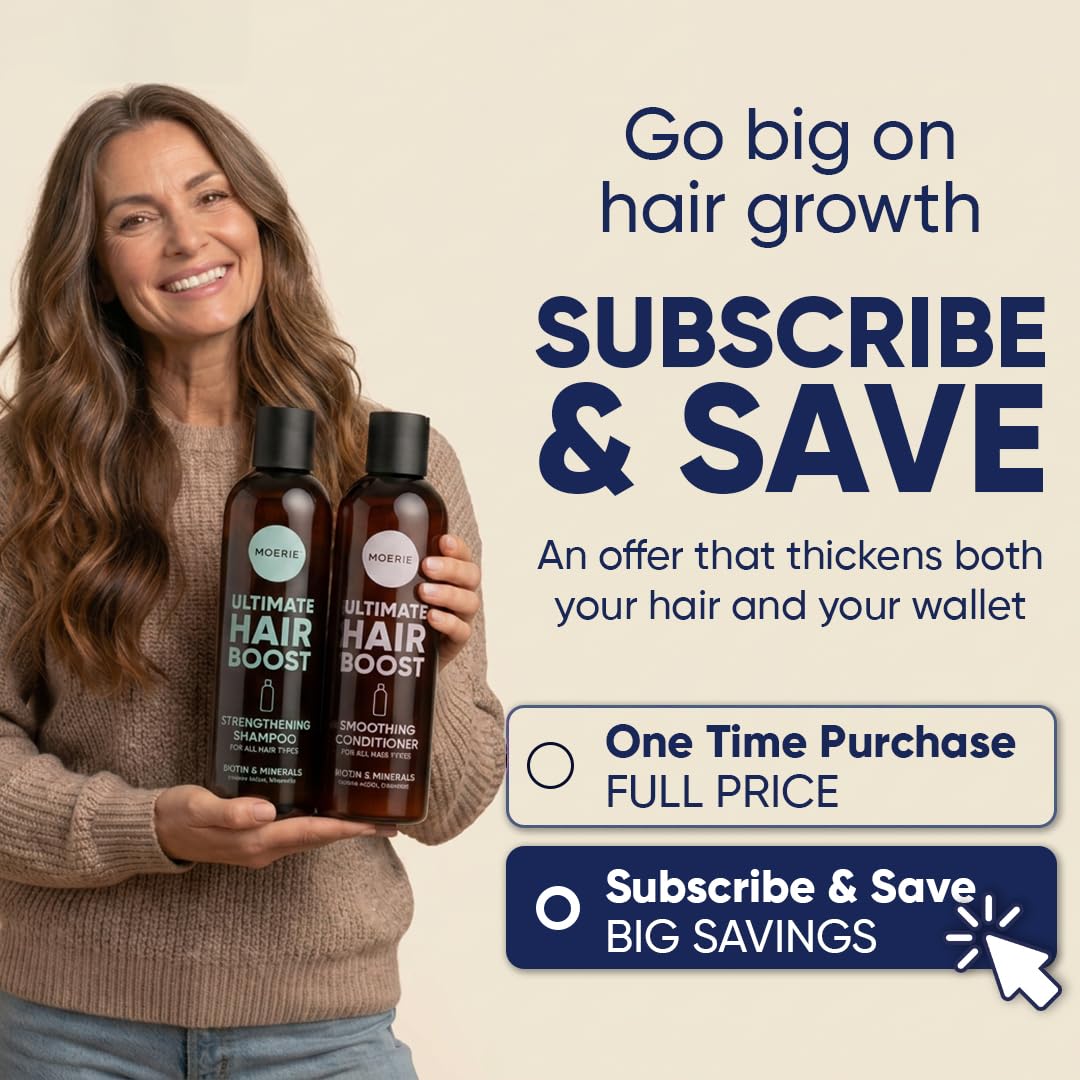 Moerie Hair Growth Shampoo And Conditioner For Women And Men, Hair Loss Solution With Biotin And Rosemary, Thickening Shampoo And Conditioner For Thinning Hair – Promotes Regrowth