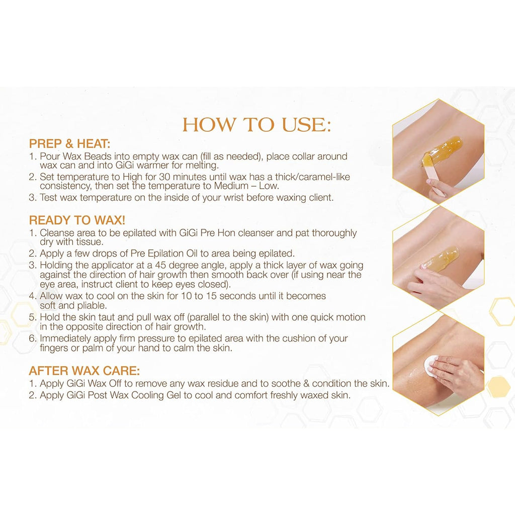 GiGi Golden Honee Hard Wax Beads – Stripless Hair Removal Wax for Face, Bikini, Legs & Body, All Purpose Waxing Beads for At-Home Waxing, 14 oz