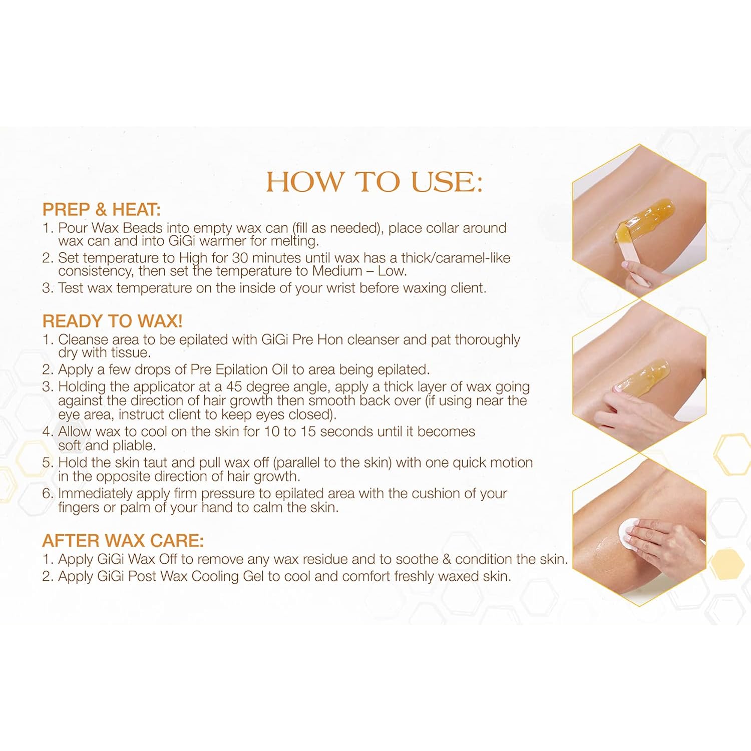 GiGi Golden Honee Hard Wax Beads – Stripless Hair Removal Wax for Face, Bikini, Legs & Body, All Purpose Waxing Beads for At-Home Waxing, 14 oz