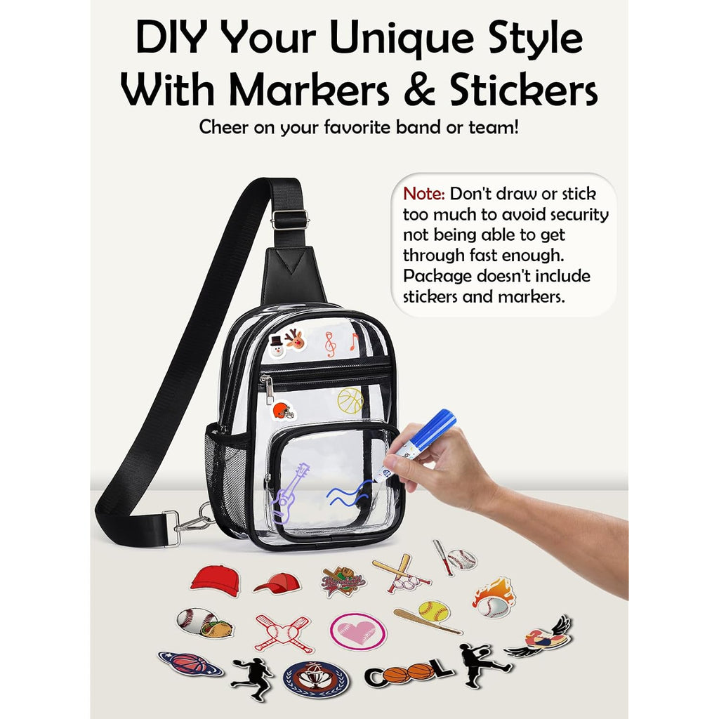 Clear Bag For Stadium Events, Clear Purses For Women Men, Transparent Crossbody Bag, See Through Large Sling Backpack