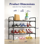 Kitsure Shoe Rack For Closet, Sturdy Shoe Storage For Entryway, Space-Saving Shoe Rack Small And Shoe Shelf, 27.6" Wide, Black